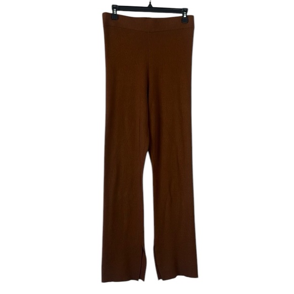 Rails Jules Fox Brown Cotton Silk Blend Ribbed Knit Split Hem Pants Medium - Picture 3 of 14